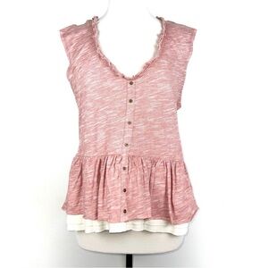Anthropologie Pilcro Pink Chrissy Babydoll Peplum Loose Fitted Top | Size M